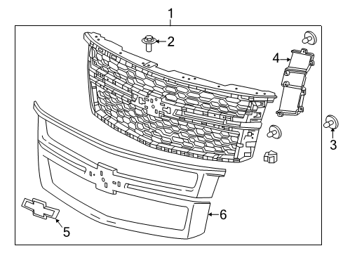 2020 Chevy Suburban Grille & Components Diagram 1 - Thumbnail
