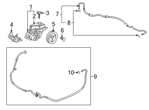 2009 Cadillac DTS Power Steering Pump Diagram for 19369079