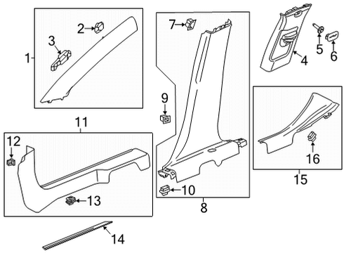 2021 Buick Envision Interior Trim - Pillars Diagram