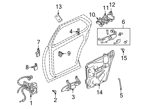 2003 Cadillac Seville Rear Door - Lock & Hardware Diagram