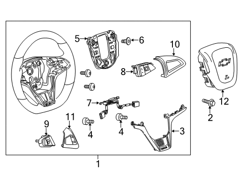 2014 Chevy Camaro Steering Column, Steering Wheel & Trim Diagram 5 - Thumbnail