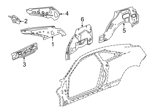 2014 Cadillac CTS Inner Wheelhouse, Rear Driver Side Diagram for 22803879