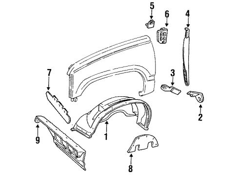 1999 GMC C2500 Suburban Inner Components - Fender Diagram