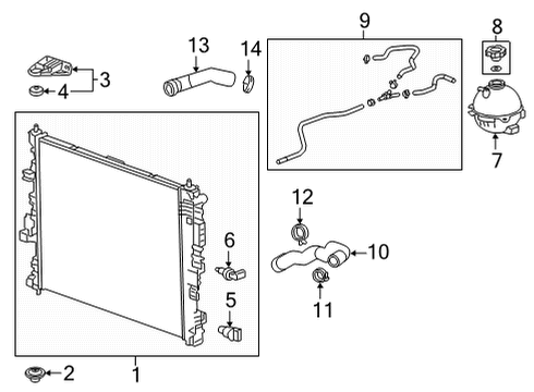 2023 Cadillac XT6 Radiator & Components Diagram 1 - Thumbnail