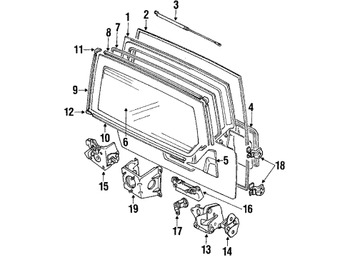 1998 Chevy Tracker Weatherstrip Diagram for 91171750