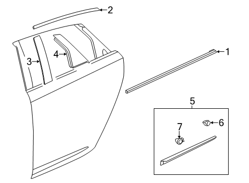 2019 Cadillac XTS Exterior Trim - Rear Door Diagram