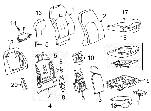 2011 Cadillac CTS Seat Back Pad, Front Diagram for 20810970