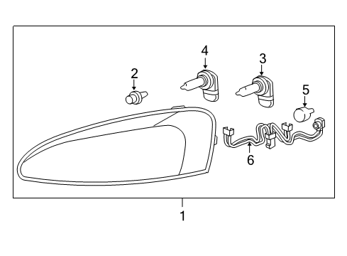 2007 Pontiac Grand Prix Headlamp Assembly, Passenger Side Diagram for 25851403