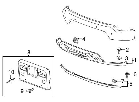 2022 GMC Sierra 1500 Bumper & Components - Front Diagram 4 - Thumbnail