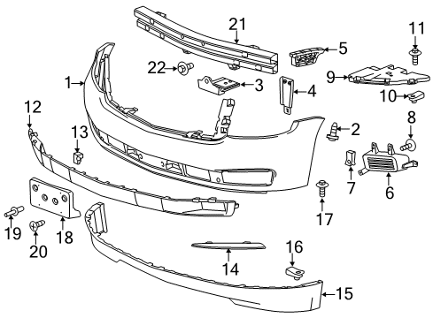 2019 Chevy Tahoe Front Bumper Diagram 2 - Thumbnail