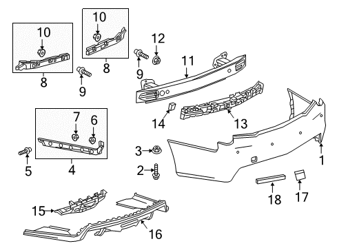 2018 Cadillac CTS Reflector, Passenger Side Diagram for 84095138