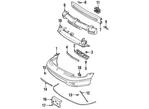 1996 Saturn SC2 Bumper Cover Retainer Clip Diagram for 11514407