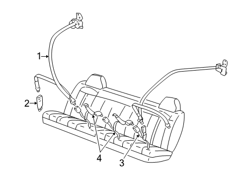 1998 Chevy Express 1500 Lap & Shoulder Belt, Gray, Rear Driver Side Diagram for 12472829