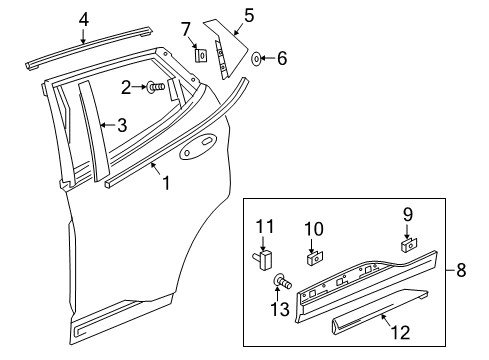 2018 Chevy Bolt EV Rear Molding, Upper Driver Side Diagram for 42438248