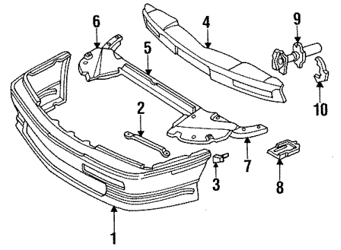 1993 Chevy Beretta Bumper Cover Diagram for 16515071