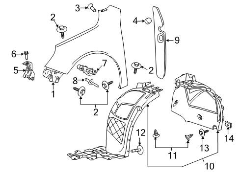 2015 Chevy Malibu Fender & Components Diagram