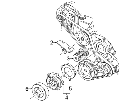 2004 Pontiac Montana Water Pump, Belts & Pulleys Diagram