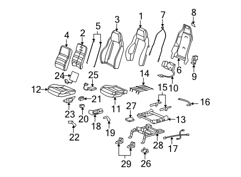 2008 Chevy Corvette Seat Support, Front Diagram for 10272689