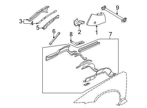 2004 Buick Regal Structural Components & Rails Diagram