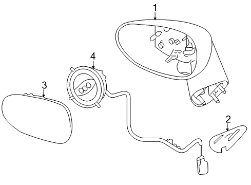 2006 Pontiac Solstice Mirror Outside, Rear Driver Side Diagram for 25881949