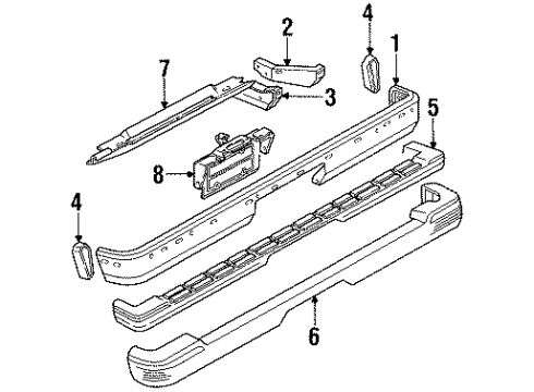 1993 Chevy S10 Blazer Bumper Brace, Passenger Side Diagram for 15554556