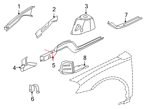 2007 Chevy Impala Structural Components & Rails Diagram