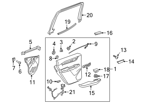 2024 Cadillac XT6 Interior Trim - Rear Door Diagram