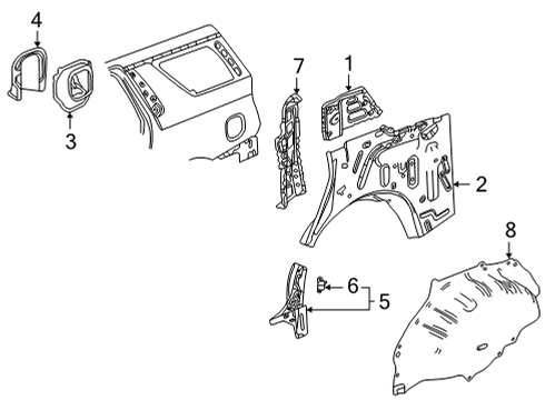 2022 Cadillac Escalade Inner Components - Quarter Panel Diagram