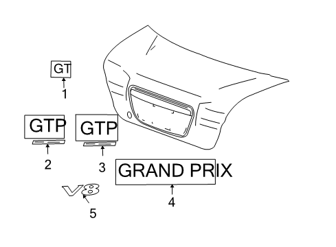 2005 Pontiac Grand Prix Nameplate, Rear Diagram for 10378111