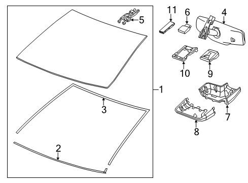 2014 Buick LaCrosse Windshield Glass Diagram