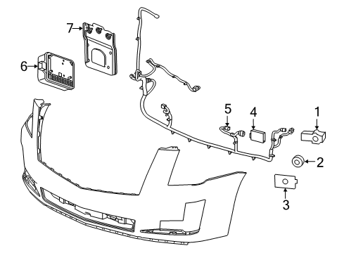 2020 Cadillac Escalade Electrical Components - Front Bumper Diagram