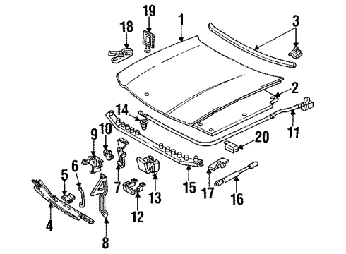 1992 Oldsmobile Custom Cruiser Hood & Components Diagram