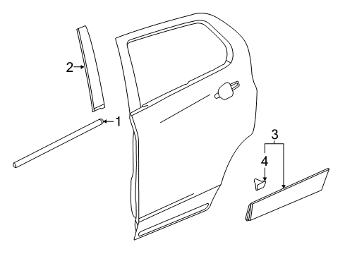 2022 Chevy Equinox Exterior Trim - Rear Door Diagram