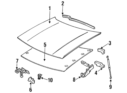 1994 Oldsmobile 98 Hood & Components Diagram