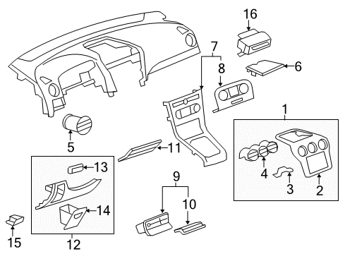 2013 Chevy Captiva Sport Center Bezel Bracket Diagram for 19169274