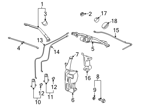 2013 GMC Yukon Wiper & Washer Components, Body Diagram 1 - Thumbnail