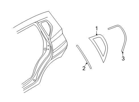2010 Chevy Aveo5 Quarter Panel - Glass & Hardware Diagram