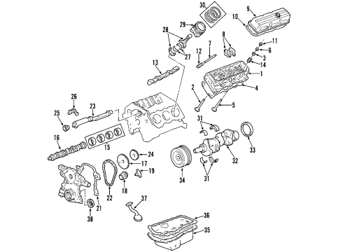 2004 Chevy Monte Carlo Camshaft Gear Diagram for 24505393
