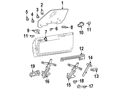 2001 Pontiac Firebird Door - Glass & Hardware Diagram