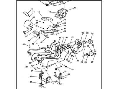 Cadillac 12493603 COMPARTMENT,FRONT SEAT STOWAGE(INCLUDES 9-23,25-30,39-50)(BLUE)