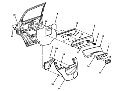 Saturn 20920215 TRIM,REAR SIDE DOOR(INCLUDES 2-5,7-11,13-15,17-20)(CASHMERE)